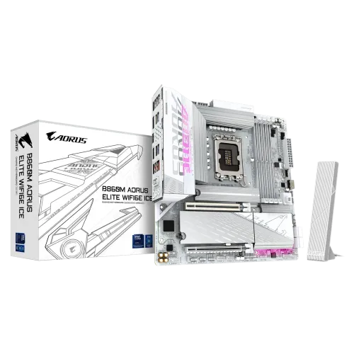GIGABYTE B860M AORUS ELITE WIFI6E ICE LGA1851 Micro ATX Motherboard